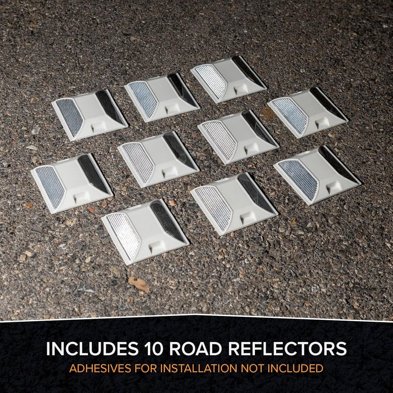 Merhoff Larkin Road Reflectors Pack of 10 | 4 by 4 inch Street Pavement & Asphalt Stud Markers | Great for Speed Bumps, Sidewalks, Pedestrian Crossings, Freeways & Driveways | Industrial Grade (White) - Image 5